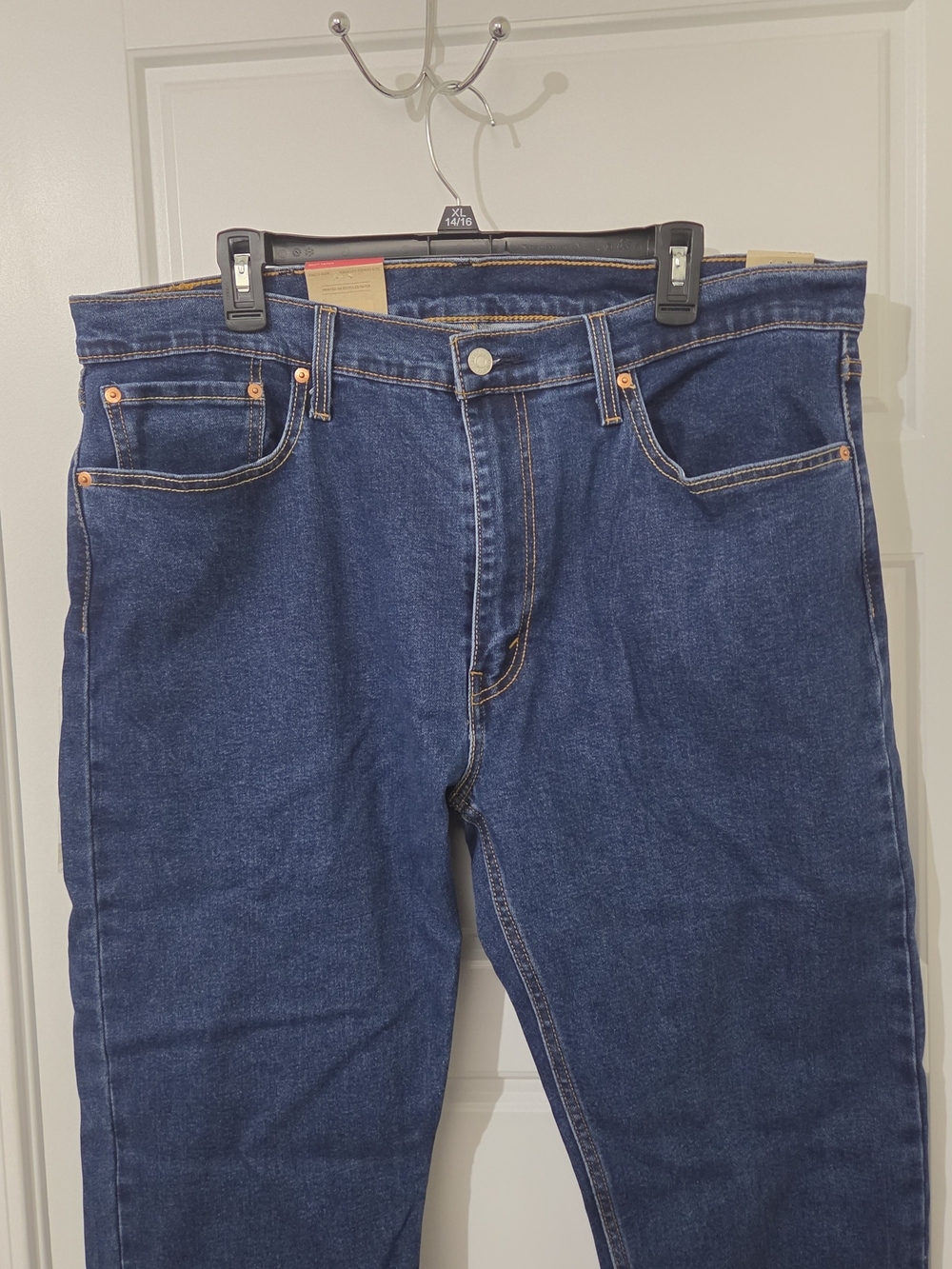 Levi's 502 Taper Blue Jeans Men's 38x32 Dark Wash Stretch Flex Denim Zip Fly NWT